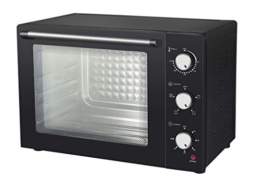 Melchioni Elektrischer Blüfteter ofen ENJOY, Elektroofen mit Rotisserie, Fassungsvermögen 63 Liter, Temperatur 230 Grad, Pizzaofenleistung 2200 W, Professioneller Pizzaofen 58 x 44 x 40,7 cm von Melchioni