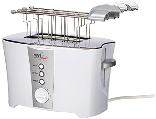 Melchioni 118310008 Toaster mit Toastzange TOSTO, elektrischer Sandwichtoaster, automatischer Auswurf, 2 Schlitze, 7 Toaststufen, Auftaufunktion, 600W Leistung, Kunststoff, White von Melchioni