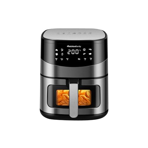 Melchioni Family Arianna Luftfritteuse 6,5 l mit Doppelwiderstand Air Fryer mit LED-Display, 8 Programme, Timer, Korb mit Fenster, 2000 W von Melchioni