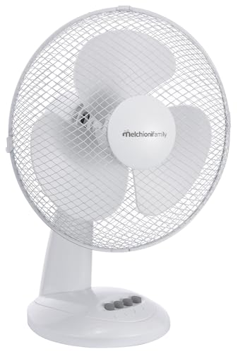 Melchioni Family | Tischventilator mit 3 Geschwindigkeitsstufen, Lüfter mit 3 Flügeln, Durchmesser 30 cm, Oszillationsfunktion, Farbe Weiß Melchioni Family | Tischventilator mit 3 Geschwindigkeitsstufen, Lüfter mit 3 Flügeln, Durchmesser 30 cm, Oszillationsfunktion, Farbe Weiß von Melchioni