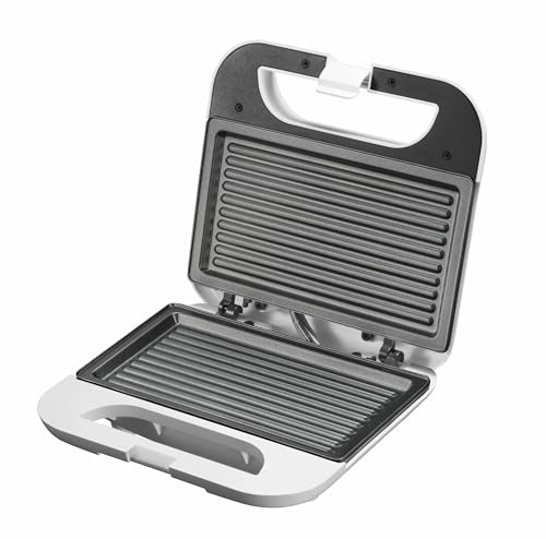 Melchioni family TOSTINA NEW ELEKTRISCHER TOASTER MIT ANTIHAFT-GRILLPLATTEN, Edelstahl, Weiss von Melchioni