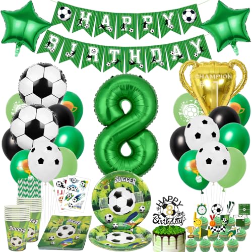 Fussball Deko Geburtstag Kinder 8 Jahre, Fussball Partygeschirr Set, Fussball Luftballon Tortendeko Pappteller Tassen Servietten, für Kindergeburtstag Deko Fussball Deko Geburtstag Kinder 8 Jahre, Fussball Partygeschirr Set, Fussball Luftballon Tortendeko Pappteller Tassen Servietten, für Kindergeburtstag Deko von Meleager