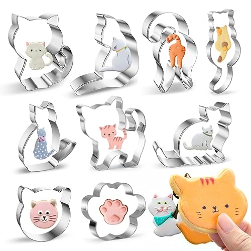 Katze Ausstechform, Ausstecher Katze, 9 Stück Plätzchenausstecher Edelstahl, Ausstechformen Kinder Katze, Tierform Keksausstecher, DIY Tiere Keksausstecher, für Katze Themed Party Katze Ausstechform, Ausstecher Katze, 9 Stück Plätzchenausstecher Edelstahl, Ausstechformen Kinder Katze, Tierform Keksausstecher, DIY Tiere Keksausstecher, für Katze Themed Party von Meleager