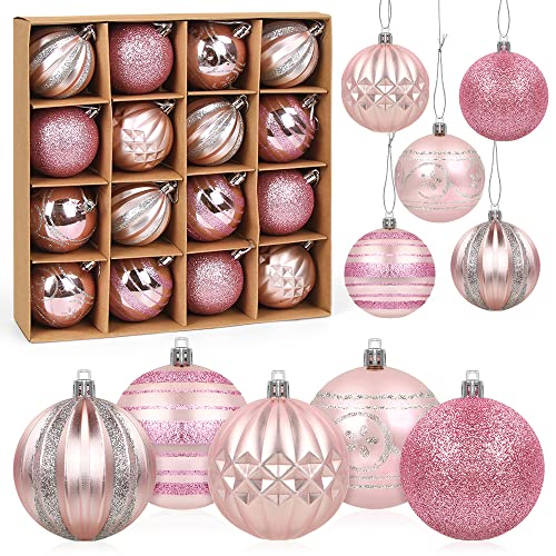 Weihnachtskugeln Rosa Roségold, Christbaumkugeln Kunststoff 6cm, Bemalte Baumschmuck Weihnachtsbaumkugeln Groß, Plastikkugel Christbaumschmuck Hängedekorationen, 16PCS Weihnachtsbaum Kugeln Set Weihnachtskugeln Rosa Roségold, Christbaumkugeln Kunststoff 6cm, Bemalte Baumschmuck Weihnachtsbaumkugeln Groß, Plastikkugel Christbaumschmuck Hängedekorationen, 16PCS Weihnachtsbaum Kugeln Set von Meleager