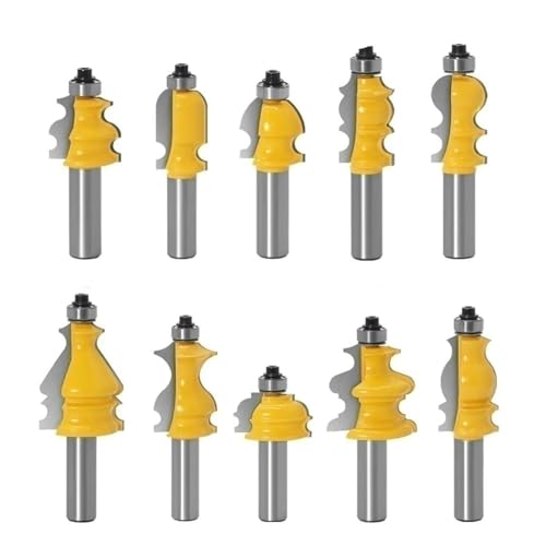1 stück/10 stücke 12mm Schaft Architektur Form Handlauf Router Bits Set Gehäuse Basis CNC Linie Holzbearbeitung Fräser Planfräser(10PCS 12mm shank) von Meliaen