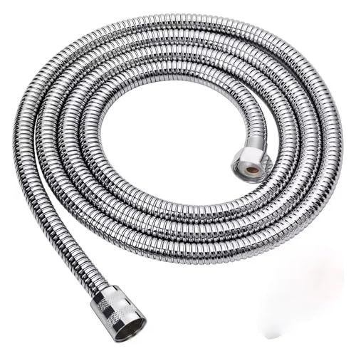 1 stück 1,5/2/3 M Schwarz SUS304 Flexible Brauseschlauch Lange Badezimmer Wasserverlängerung Sanitär Ziehrohr Badzubehör(Silver,2.0M) von Meliaen