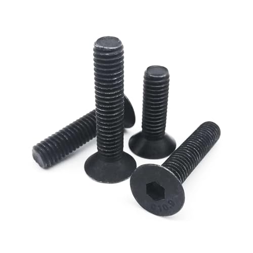 10/20/50 Stück M2 M2.5 M3 M4 M5 M6 M8 Sechskant-Innensechskant-Senkkopfschraube, schwarzer Stahl der Güteklasse 10.9(50PCs M3x8mm) von Meliaen