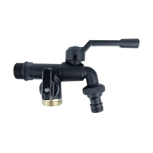 1pc Schwarz Messing Garten Schlauch Wasserhahn Outdoor Anti-Frost Bibcocks Mit Dual Outlet for Waschmaschine 1/2 Zoll(DN15 Double outlet) von Meliaen