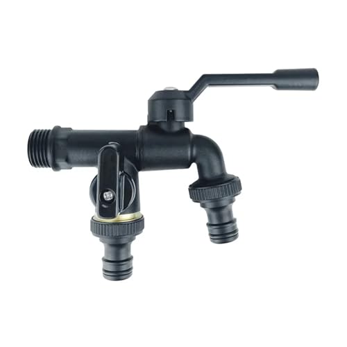 1pc Schwarz Messing Garten Schlauch Wasserhahn Outdoor Anti-Frost Bibcocks Mit Dual Outlet for Waschmaschine 1/2 Zoll(DN15 Double outlet-1) von Meliaen