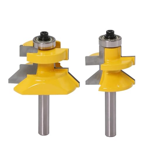 2-teiliges 8-mm-Schaft-V-Nut- und abgestimmtes Zungenfräser-Set mit Kugellagern for die Holzbearbeitung(0.5in shank) von Meliaen