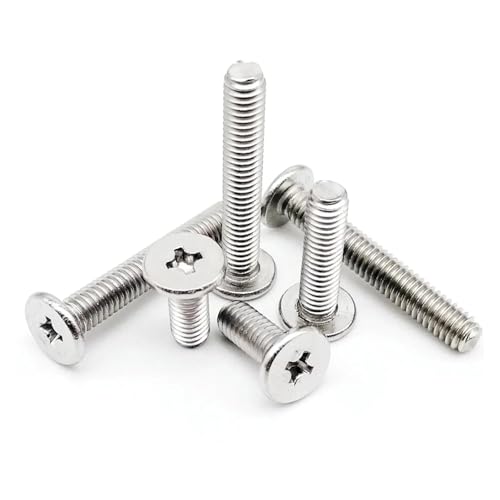 20/30/40/50/100 Stück Kreuzschrauben mit ultradünnem, superflachem Waferkopf, CM M1.4 M1.6 M2 M2.5 M3 M4 M5 M6 A2-70 304 Edelstahl(100pcs M1.6x6mm) von Meliaen