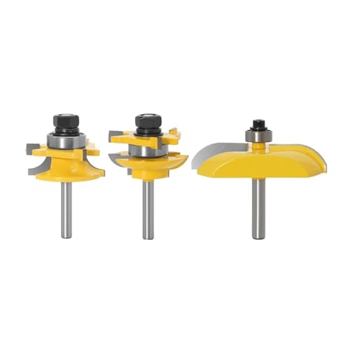 3 stücke 6mm 1/4 zoll Schaft Große Schrank Schiene & Stile Zapfen Router Bit Set Tür Schrank Panel Raiser Holz Fräser(NO1 6.35mm shank) von Meliaen