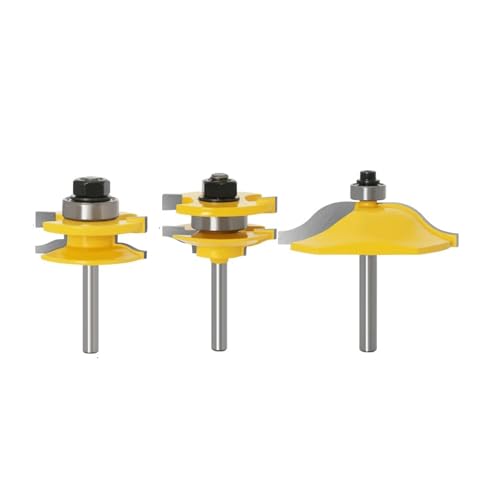 3 stücke 6mm 1/4 zoll Schaft Große Schrank Schiene & Stile Zapfen Router Bit Set Tür Schrank Panel Raiser Holz Fräser(NO3 6.35mm shank) von Meliaen