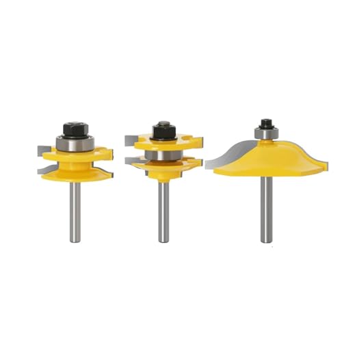 3 stücke 6mm 1/4 zoll Schaft Große Schrank Schiene & Stile Zapfen Router Bit Set Tür Schrank Panel Raiser Holz Fräser(NO3 6mm shank) von Meliaen