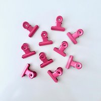 10 Office Clips Rosa Matt, Boston Clip, Bulldog-Clip, Papierklammer 3 cm, Deko Büroklammer, Binder von Meligraphy