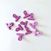 10 Office Clips Violett Matt, Boston Clip, Bulldog-Clip, Papierklammer 3 cm, Deko Büroklammer, Binder von Meligraphy