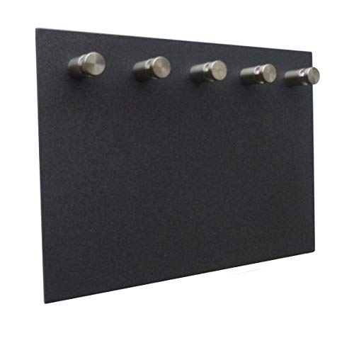 Melingo Design Schlüsselbrett rechteckig, anthrazit mit fünf Edelstahl Schlüsselhaken inkl. Befestigungsmaterial von Melingo