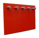 Melingo Schlüsselbrett mit fünf Edelstahl Schlüsselhaken in rot Grobstruktur, rechteckig von Melingo