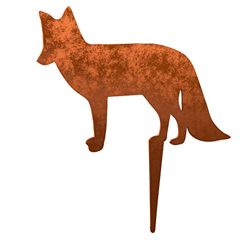 Menovus Rost-Deko Gartenstecker Fuchs du hast die Gans gestohlen, Garten und Teich Dekoration von Melingo