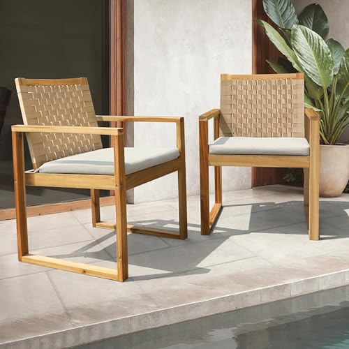 Melino Esszimmerstühle aus Holzgeflecht 2er Set - Akazie Sessel mit Kissen für Esszimmer, Küche oder Terrasse - Boho, Modern, Klassischer Stil - Massive Naturholzkonstruktion Melino Esszimmerstühle aus Holzgeflecht 2er Set - Akazie Sessel mit Kissen für Esszimmer, Küche oder Terrasse - Boho, Modern, Klassischer Stil - Massive Naturholzkonstruktion von Melino