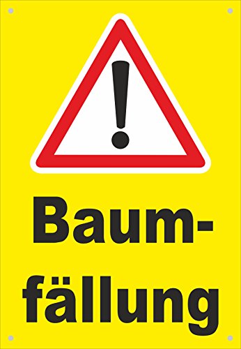 Absperr-Plane Absperr-Banner - Achtung Baum-fällung - 450x650mm mit Ösen – P00001-030-C - stabile PVC Werbe-Plane Werbe-Banner +++ in 4 Varianten erhältlich von Melis-Folienwerkstatt