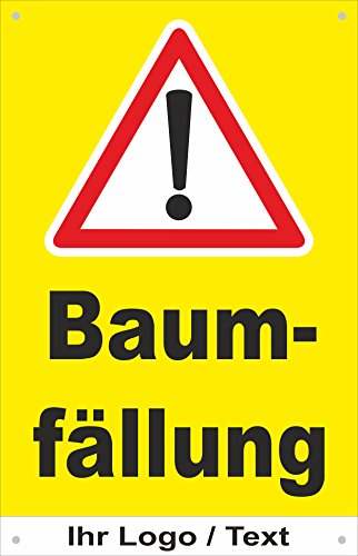 Absperr-Plane Absperr-Banner - Achtung Baum-fällung - mit Logo – 450x700mm mit Ösen – P00001-030-C-Logo - stabile PVC Werbe-Plane +++ in 4 Varianten erhältlich von Melis-Folienwerkstatt