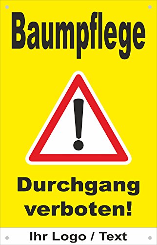 Absperr-Plane Absperr-Banner - Baum-Pflege - Durchgang verboten - mit Logo – 450x700mm mit Ösen – P00001-027-C-Logo - stabile PVC Werbe-Plane +++ in 4 Varianten erhältlich von Melis-Folienwerkstatt