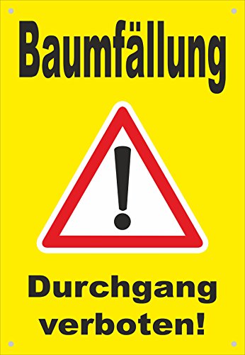 Absperr-Plane Absperr-Banner - Baum-fällung -Durchgang verboten - 450x650mm mit Ösen – P00001-029-C - stabile PVC Werbe-Plane Werbe-Banner +++ in 4 Varianten erhältlich von Melis-Folienwerkstatt