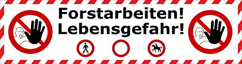 Melis Folienwerkstatt Absperr-Banner – Forstarbeiten – Lebensgefahr – 300x80cm – P00001-091-B von Melis Folienwerkstatt