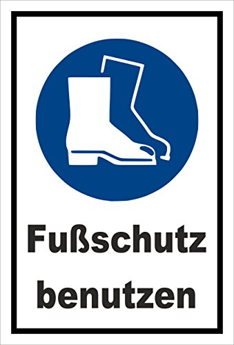 Melis Folienwerkstatt Aufkleber - Gebots-Zeichen - Fuss-Schutz benutzen - entspr. DIN ISO 7010 / ASR A1.3 – 15x10cm – S00361-016-A +++ in 20 Varianten von Melis Folienwerkstatt