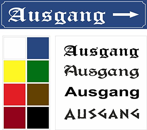Melis-Folienwerkstatt Schild – Ausgang – Pfeil nach rechts - Straßenschild Design – 52x11cm – 8 Farben + 4 Schriften + Bohrlöcher Aufkleber Hartschaum Aluverbund -S00215-017 von Melis-Folienwerkstatt
