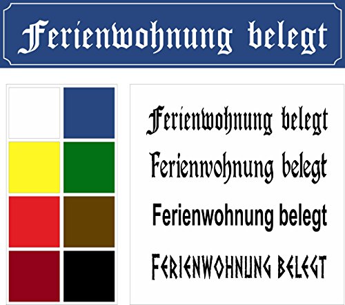 Melis-Folienwerkstatt Schild – Ferienwohnung belegt - Straßenschild Design – 52x11cm – 8 Farben + 4 Schriften + Bohrlöcher Aufkleber Hartschaum Aluverbund -S00215-053 von Melis-Folienwerkstatt