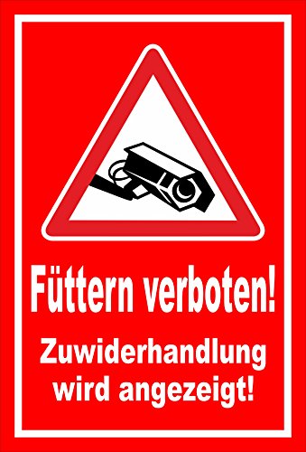 Melis Folienwerkstatt Schild - Füttern verboten Video-überwachung 30x20cm Bohrl. 3mm Hartschaum S00039-008-D 20 VAR. von Melis Folienwerkstatt