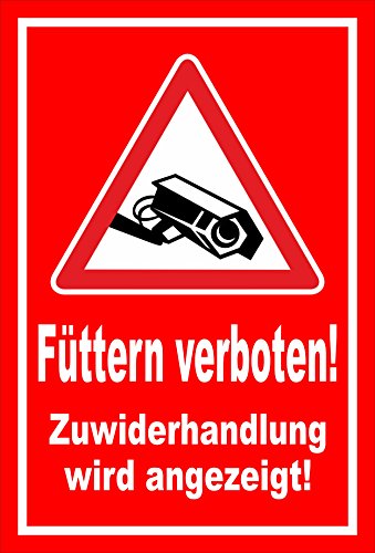 Melis-Folienwerkstatt Schild - Füttern verboten Video-überwachung 30x20cm Bohrl. 3mm Hartschaum S00039-008-D 20 VAR. von Melis-Folienwerkstatt