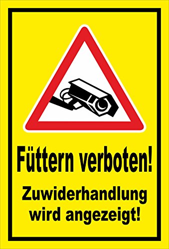 Melis Folienwerkstatt Schild - Füttern verboten Video-überwachung 30x20cm Bohrl. 3mm Hartschaum S00039-008-C 20 VAR. von Melis Folienwerkstatt