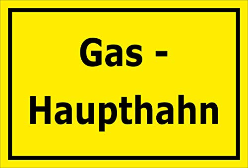 Schild - Gas-Haupthahn - 15x10cm | 3mm Aluverbund – S00070-081-C -20 Var von Melis-Folienwerkstatt