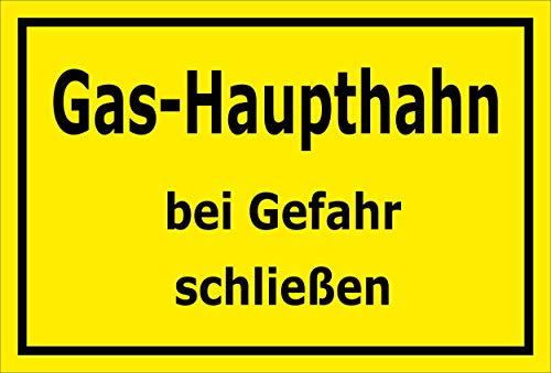 Melis Folienwerkstatt Schild - Gas-Haupthahn - 60x40cm | Bohrlöcher | 3mm Hartschaum – S00070-082-C -20 VAR von Melis Folienwerkstatt