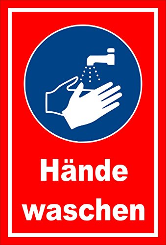 Melis Folienwerkstatt Schild - Gebots-Zeichen - Hände waschen - entspr. DIN ISO 7010 / ASR A1.3 – 30x20cm | stabile 3mm Starke PVC Hartschaumplatte – S00361-022-D +++ in 20 Varianten von Melis Folienwerkstatt