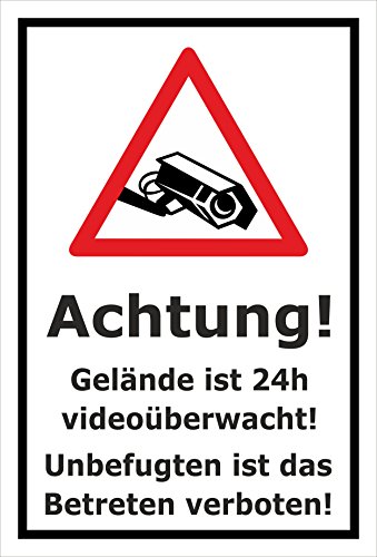 Melis Folienwerkstatt Schild - Gelände videoüberwacht - 60x40cm | Bohrlöcher | 3mm Aluverbund – S00349-007-A 20 VAR von Melis Folienwerkstatt