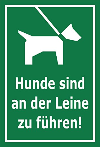 Melis Folienwerkstatt Schild Hunde sind an der Leine zu führen 60x40cm - Bohrlöcher - 3mm Aluverbund – 20 VAR S00216-004-G von Melis Folienwerkstatt