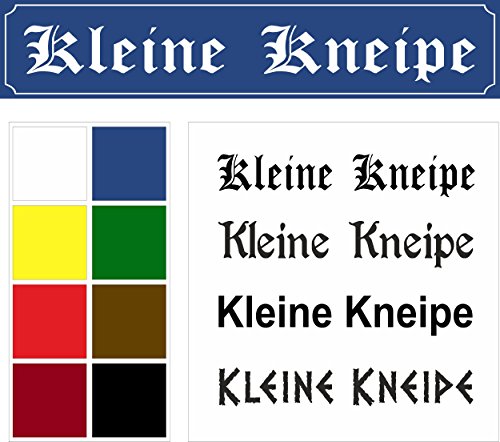 Melis-Folienwerkstatt Schild – Kleine Kneipe - Straßenschild Design – 52x11cm – 8 Farben + 4 Schriften + Bohrlöcher Aufkleber Hartschaum Aluverbund -S00215-002 von Melis-Folienwerkstatt