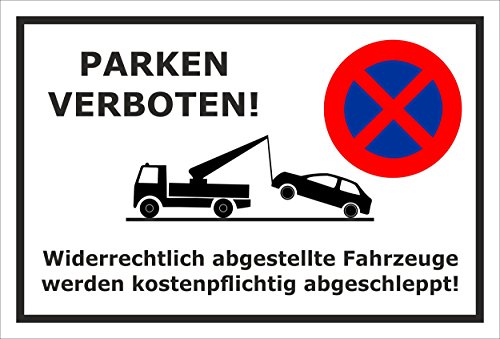 Melis Folienwerkstatt Schild - Parken verboten - 60x40cm | Bohrlöcher | 3mm Aluverbund – S00020C-A -20 Varianten von Melis Folienwerkstatt