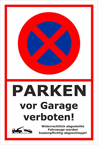 Melis Folienwerkstatt Schild - Parken vor Garage - 30x20cm | 3mm Hartschaum – S00350-013-B 20 VAR von Melis Folienwerkstatt