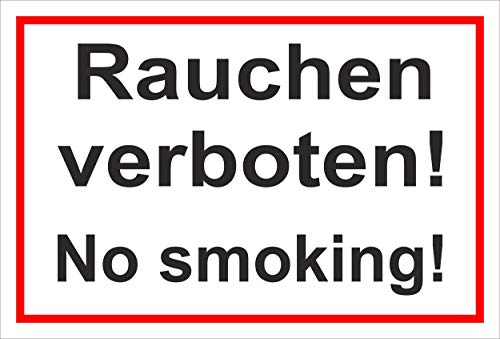 Melis-Folienwerkstatt Schild Rauchen verboten 2-sprachig - 15x10cm - 3mm Hartschaum – 20 VAR S00060-063-B von Melis-Folienwerkstatt
