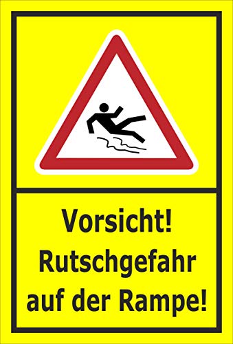 Melis-Folienwerkstatt Schild Rutsch-Gefahr - Rampe - 45x30cm - Bohrlöcher - 3mm Aluverbund – 20 VAR S00018-122-C von Melis-Folienwerkstatt