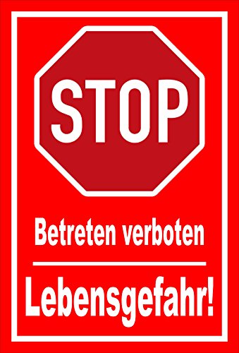 Melis-Folienwerkstatt Schild - Stop - Halt - Betreten verboten - Lebensgefahr – 30x20cm mit Bohrlöchern | stabile 3mm Starke PVC Hartschaumplatte – S00357-015-D +++ in 20 Varianten erhältlich Melis-Folienwerkstatt Schild - Stop - Halt - Betreten verboten - Lebensgefahr – 30x20cm mit Bohrlöchern | stabile 3mm Starke PVC Hartschaumplatte – S00357-015-D +++ in 20 Varianten erhältlich von Melis-Folienwerkstatt