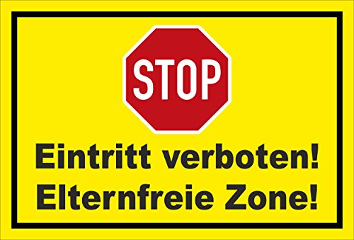 Melis-Folienwerkstatt Schild - Stop - Halt - Eintritt verboten - Eltern-freie Zone – 15x10cm | stabile 3mm Starke PVC Hartschaumplatte – S00357-011-C +++ in 20 Varianten erhältlich von Melis-Folienwerkstatt