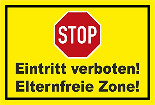 Melis Folienwerkstatt Schild - Stop - Halt - Eintritt verboten - Eltern-freie Zone – 15x10cm | stabile 3mm Starke PVC Hartschaumplatte – S00357-011-C +++ in 20 Varianten erhältlich von Melis Folienwerkstatt