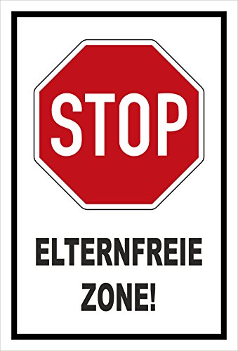 Melis-Folienwerkstatt Schild - Stop - Halt - Eltern-freie Zone – 60x40cm | stabile 3mm Starke PVC Hartschaumplatte – S00357-010-A +++ in 20 Varianten erhältlich von Melis-Folienwerkstatt