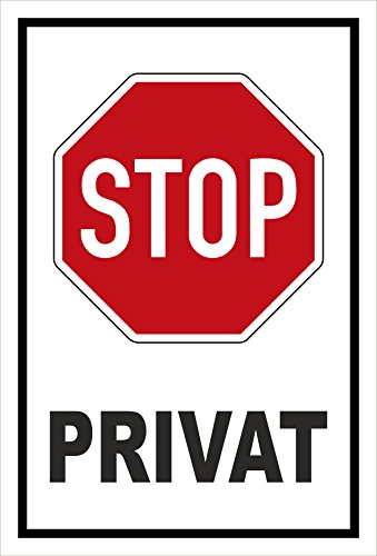 Melis-Folienwerkstatt Schild - Stop - Halt - Privat – 15x10cm mit Bohrlöchern | stabile 3mm Starke PVC Hartschaumplatte – S00357-006-A +++ in 20 Varianten erhältlich von Melis-Folienwerkstatt